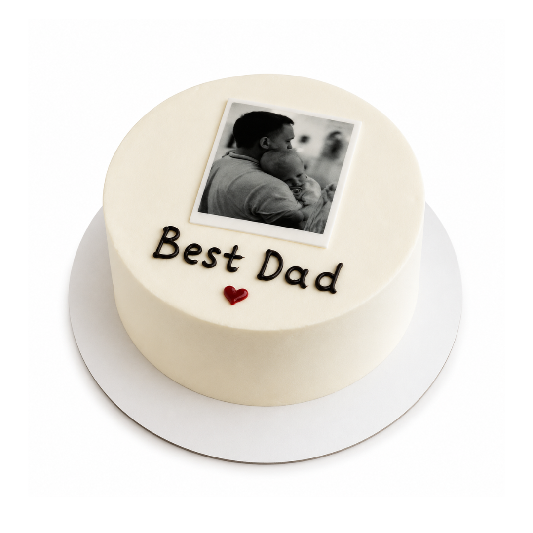 Tortas su užrašu BEST DAD, 37 Eur/kg (su Jūsų atsiųsta nuotrauka)