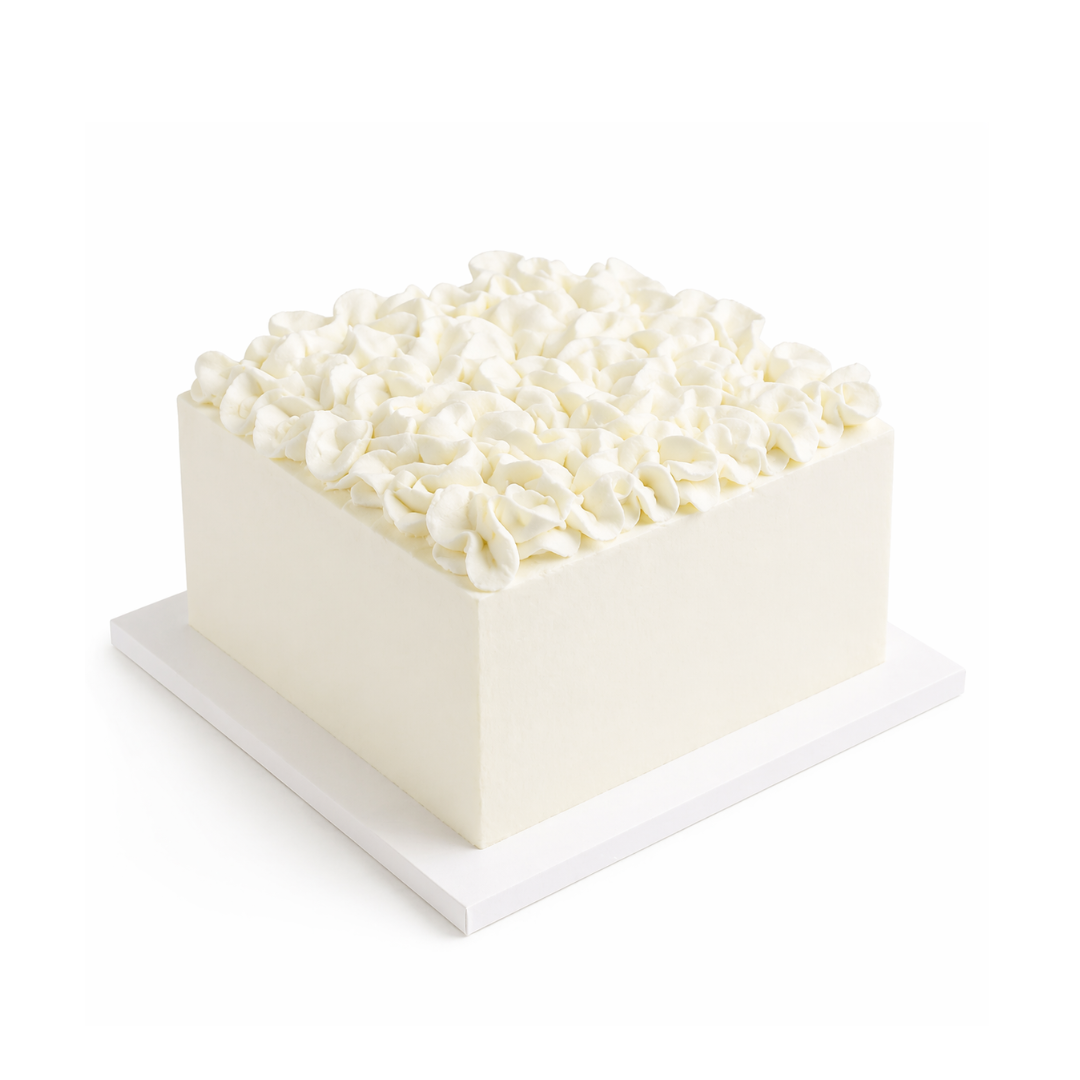 Kvadratinis tortas su grietinėlės koralais, 37 Eur/kg