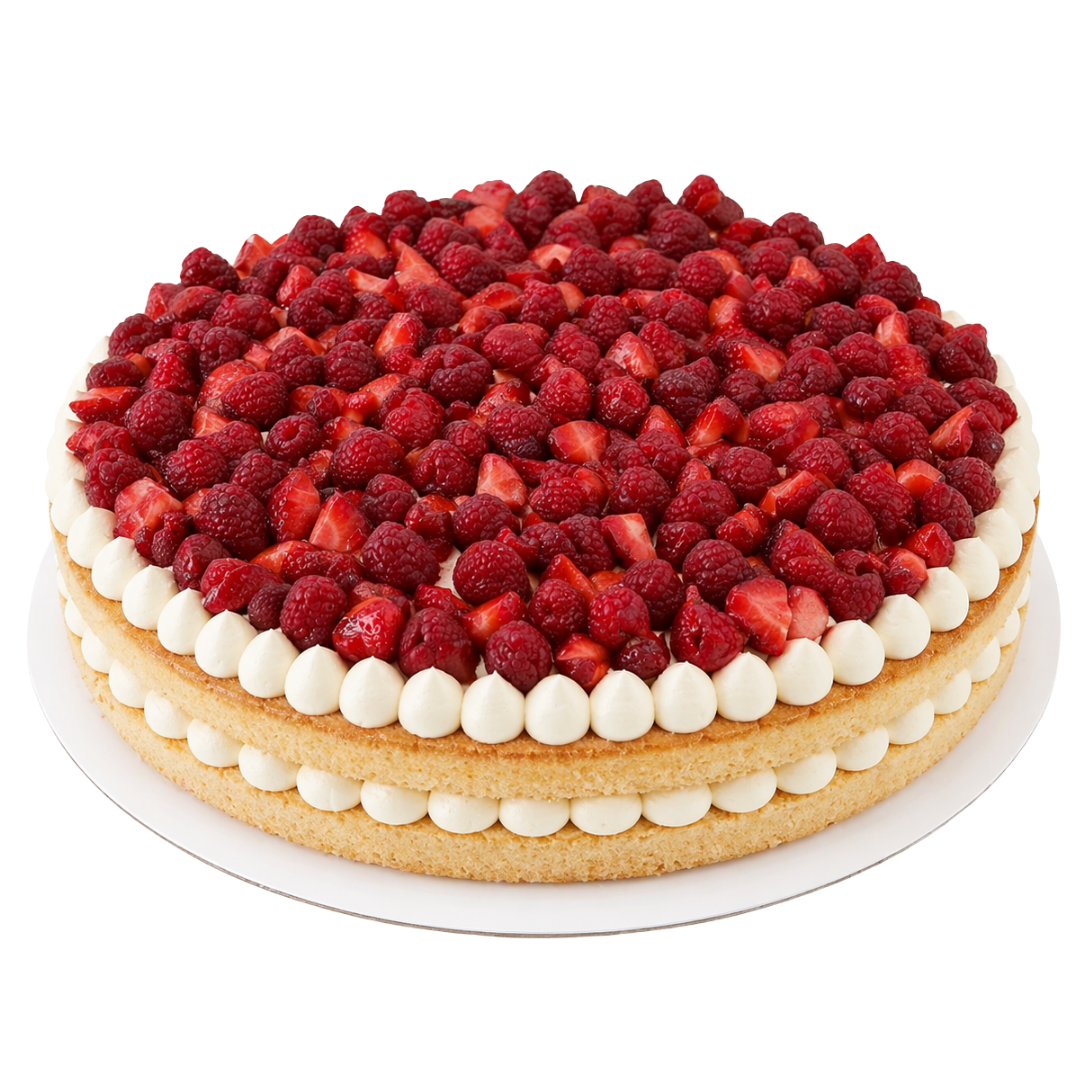 Nuogas tortas su raudonomis uogomis, 45 Eur/kg