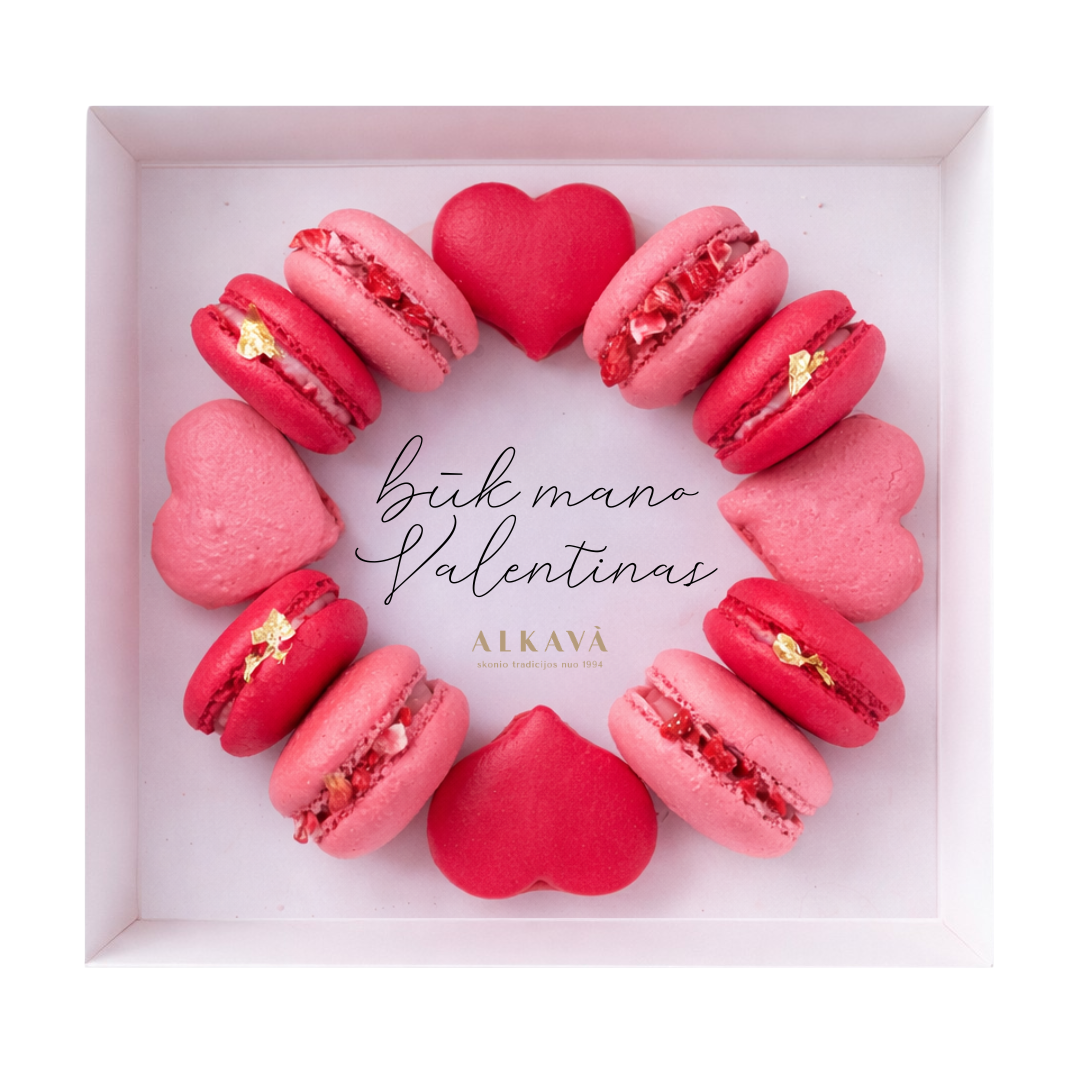 Valentino dienos Macarons vainikas, 12 vnt.