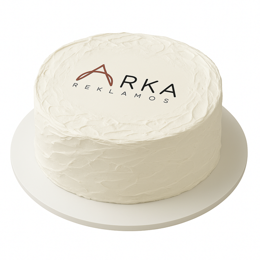 Apvalus tortas apteptas grietinėle su logotipu arba nuotrauka 33 Eur/kg