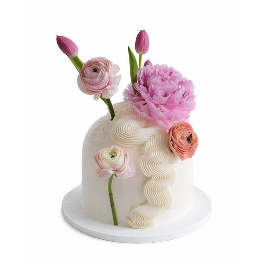 Iškilas tortas su pastelinėmis gėlėmis, 45 Eur/kg