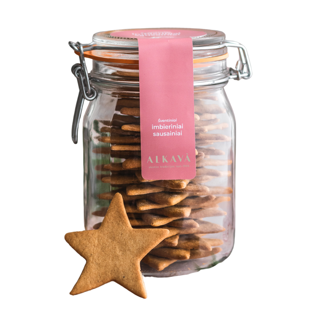 Imbierinės žvaigždutės stiklainėlyje