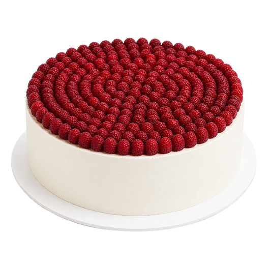 Apvalus didelis tortas su avietėmis, 45 Eur/kg