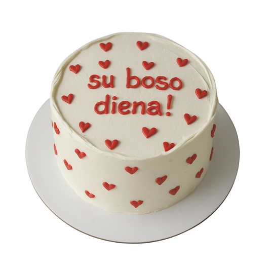 Tortas su širdelėmis ir užrašu, 37 Eur/kg