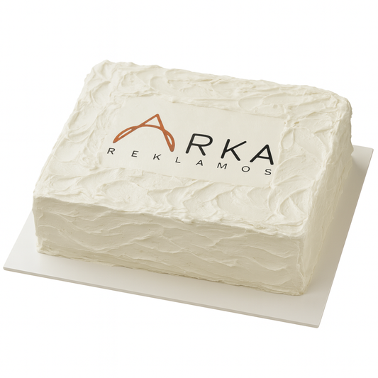 Didelis stačiakampis tortas su Jūsų logotipu ir grietinėlės aptepimu, 30 Eur/kg