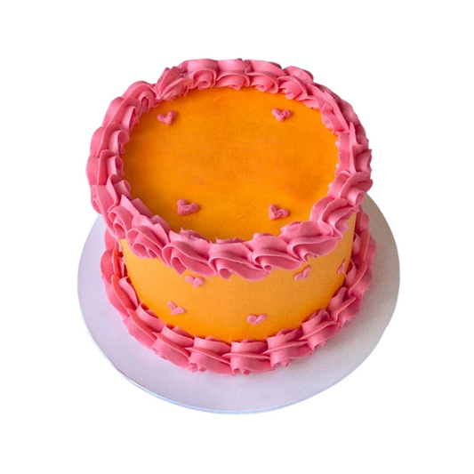 Vintažinio aptepimo tortas, oranžinis-rožinis, 37 Eur/kg