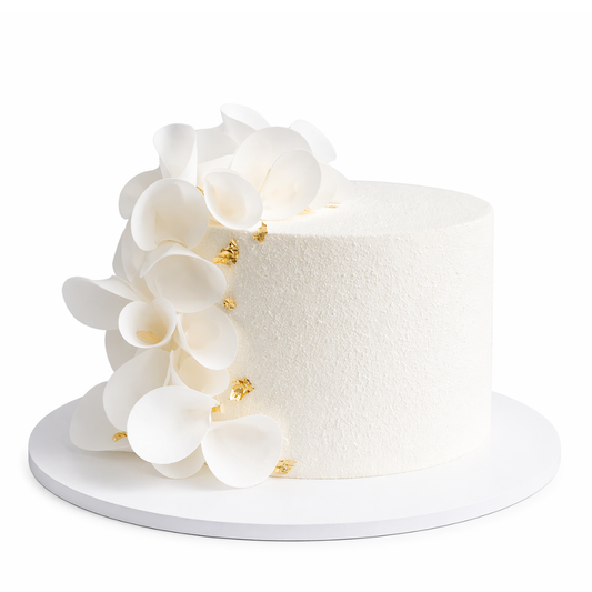 Grietinėle dengtas tortas su aukso detalėmis, 37 Eur/kg