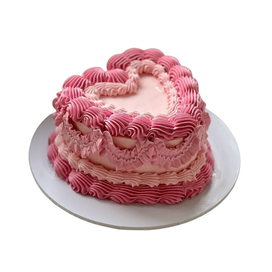 Širdelės formos tortas, švelniai rožinis, 37 Eur/kg