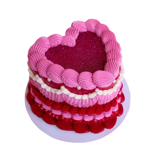 Širdelės formos tortas, ryškiai rožinis, 37 Eur/kg