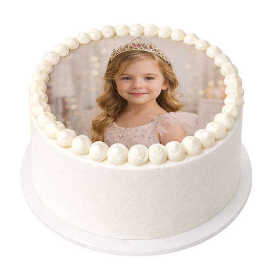 Apvalus tortas vaiko gimtadieniui ar kitai svarbiai datai su Jūsų atsiųsta nuotrauka, 33 Eur/kg