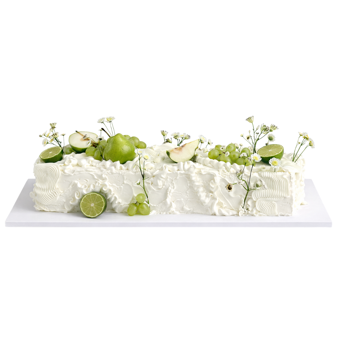 Pailgas tortas su žaliais dekoracijų akcentais, 45 Eur/kg