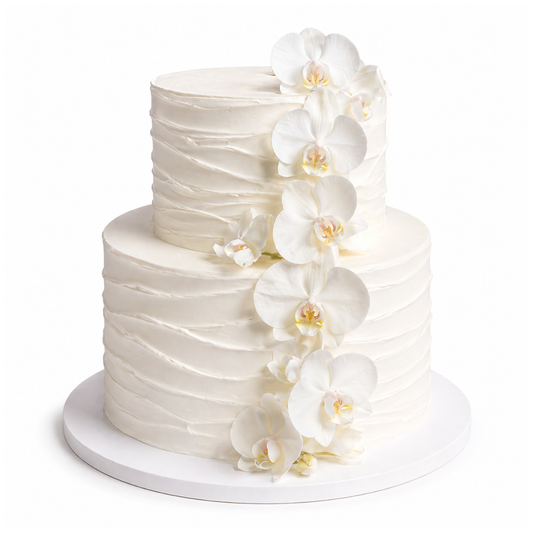 Elegantiškas tortas su tikromis orchidėjomis, 45 Eur/kg